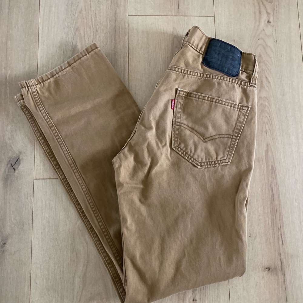 Levi's Men's khaki Straight leg Jeans Cotton Denim 5-Pocket Design